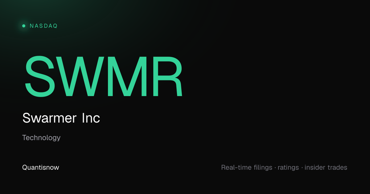 SWMR - Swarmer Inc stock news, filings & ratings | Quantisnow